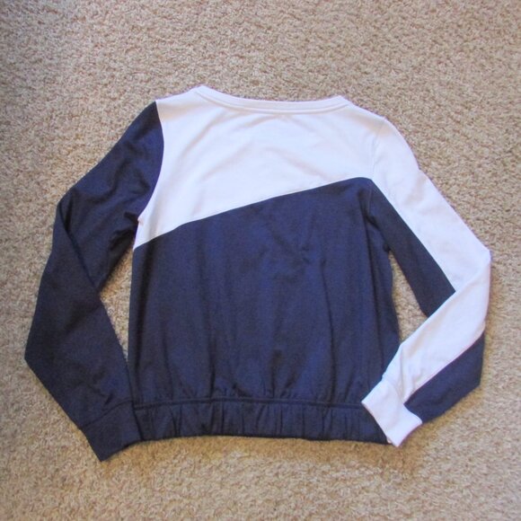 Puma Small Navy Blue White Pullover Sweatshirt Elastic Bottom Band Soft - Picture 2 of 2